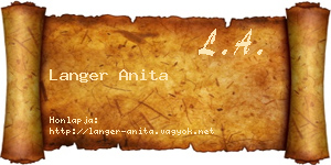 Langer Anita névjegykártya
